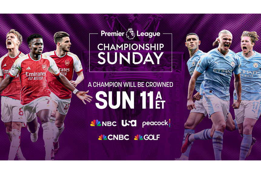 Arsenal and Man City race for the Premier League title on Championship Sunday. All matches Saturday at 11a ET.