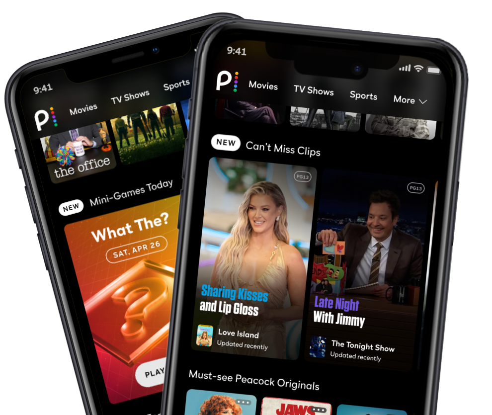 Two mobile phones with mini games and clips