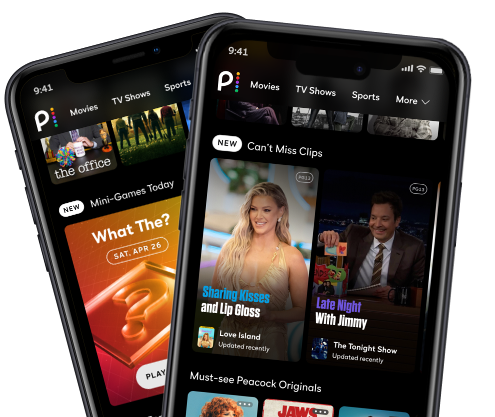 Two mobile phones with mini games and clips