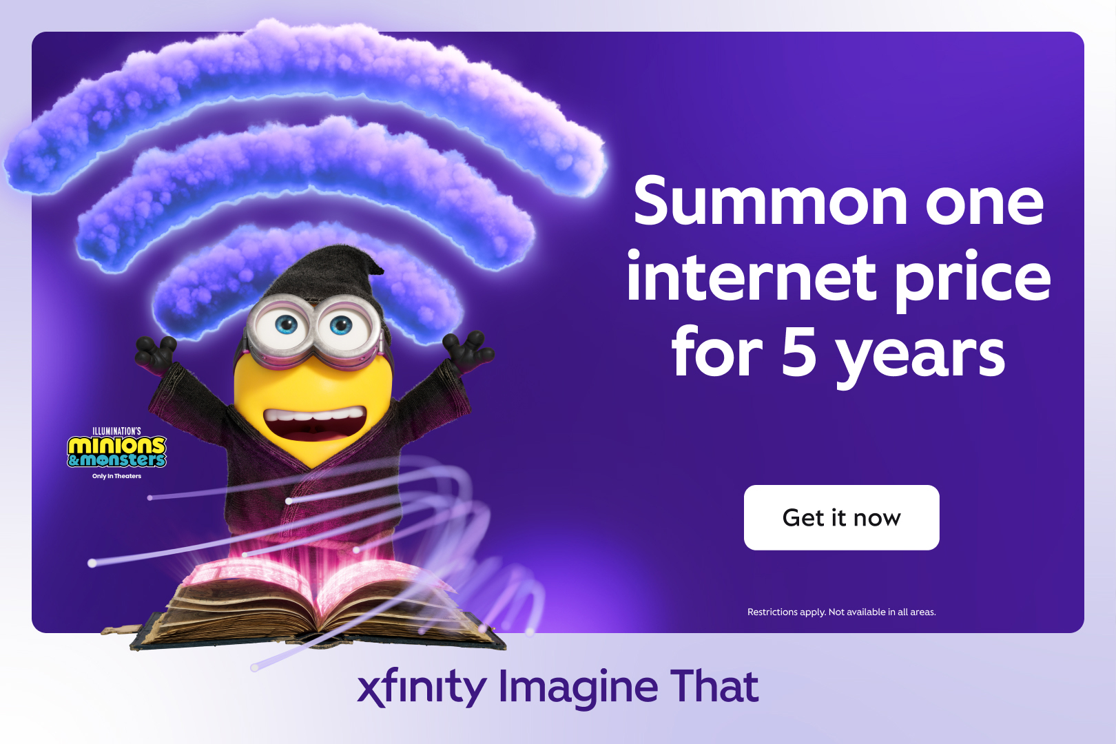 A minion with a wifi symbol over its head in front of a book.