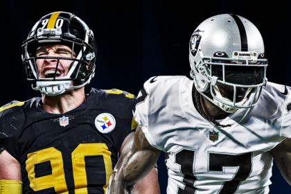 T.J. Watt of the Pittsburgh Steelers and Davante Adams of the Las Vegas Raiders