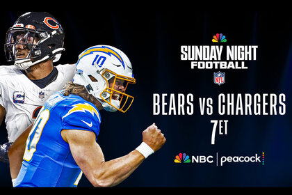 Bears vs. Chargers on Sunday Night Football at 7p ET on NBC and Peacock.