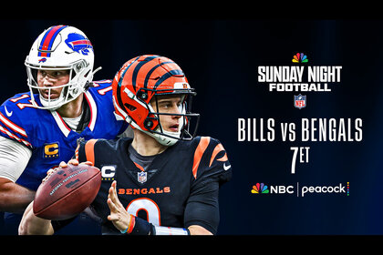 Josh Allen of the Buffalo Bills and Joe Burrow of the Cincinnati Bengals will play each other on Sunday Night Football at 7p ET on Peacock and NBC