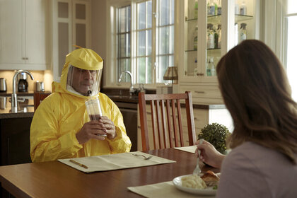Tony Shalhoub (L) and Caitlin McGee (R) in Mr. Monk's Last Case: A Monk Movie
