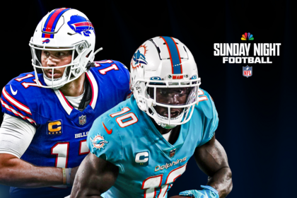 Josh Allen of the Buffalo Bills and Tyreek Hill of the Miami Dolphins will play on Sunday Night Football on Peacock and NBC