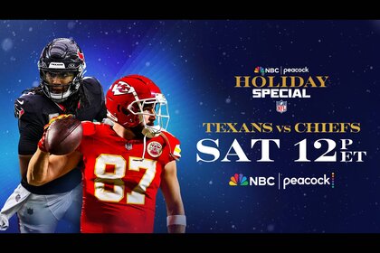 C.J. Stroud of the Houston Texans and Travis Kelce of the Kansas City Chiefs will play in the NFL Holiday Special Saturday at 12p ET on Peacock and NBC