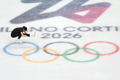 Ruiyang Zhang of Team People's Republic of China trains figure skating for the Milano Cortina 2026 Winter Olympics.