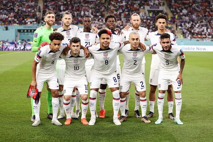 USA team line up before the FIFA World Cup Qatar 2022 Round of 16 match between Netherlands and USA.
