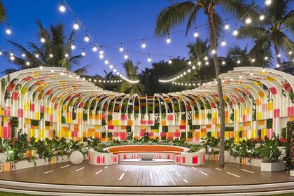 Outdoor seating in Love Island USA Season 8 villa.