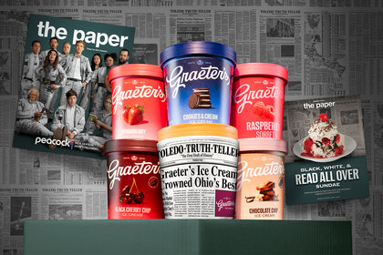 Pints of The Paper themed Graeters ice cream.