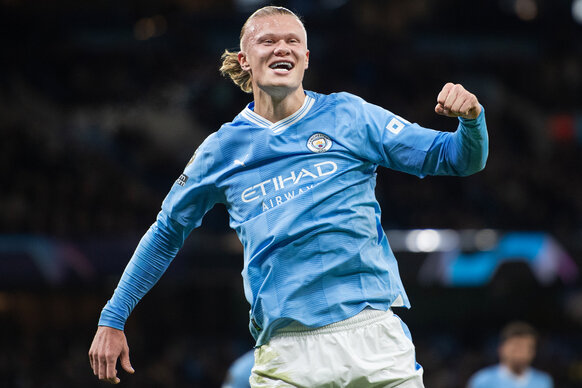 Erling Haaland of Manchester City will play against Arsenal Sunday on Peacock