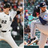 A split of Noah Schultz, #22 of the Chicago White Sox, and Peter Lambert, #38 of the Houston Astros.