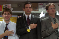 Jim, Michael, and Dwight