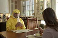 Tony Shalhoub (L) and Caitlin McGee (R) in Mr. Monk's Last Case: A Monk Movie