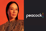 Lucy Liu and Peacock Logo