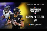 It's win or go home on Sunday Night Football: Ravens vs. Steelers at 7p ET on Peacock and NBC.