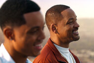 Will (Jabari Banks) and Will Smith standing outside smiling