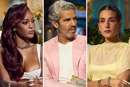A split of Ciara Miller, Andy Cohen, and Amanda Batula.