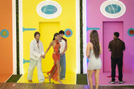 Kayda walks with Bryce and Zach in Love Island USA Season 8.