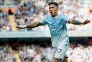 Enzo Fernandez of Manchester City celebrates his goal during the Premier League 2026/27 match between Manchester City