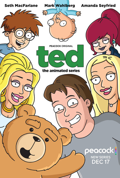 A group of animated characters from the series Ted on a white background with "Ted" written in the middle.