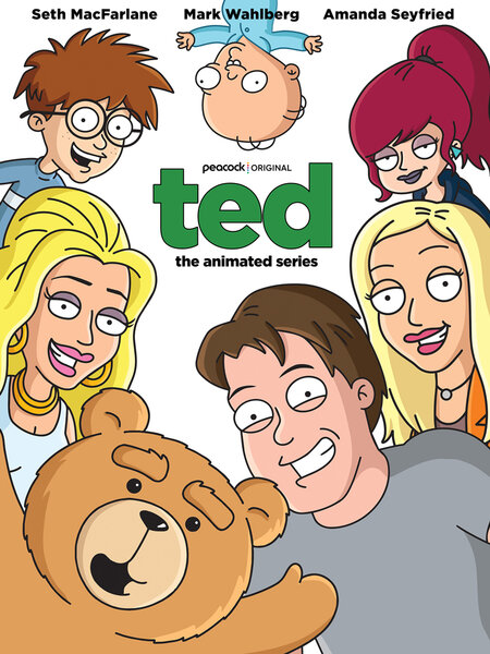 A group of animated characters from the series Ted on a white background with "Ted" written in the middle.