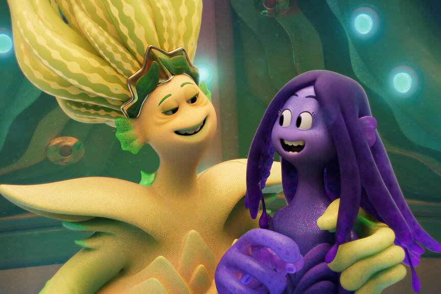 Grandmamah and Ruby Gillman hugging in Ruby Gillman, Teenage Kraken (2023)..