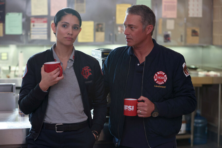 Miranda Rae Mayo As Stella Kidd And Taylor Kinney As Kelly Severide