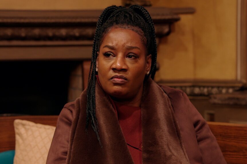 Cirie Fields frowns on The Traitors Episode 105.