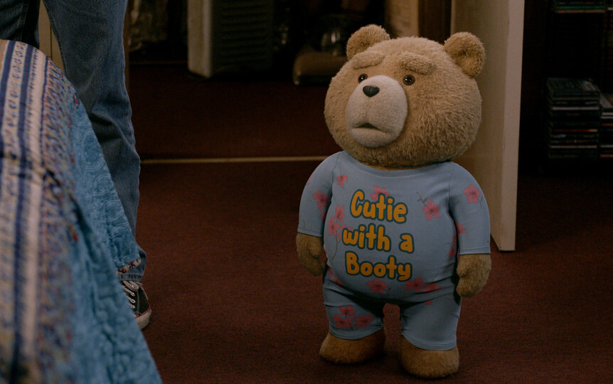 Ted (Seth MacFarlane) wearing pajamas in Ted Season 2.