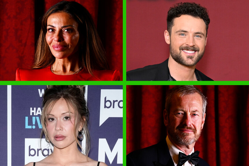 A split featuring Dolores Catania, Dylan Efron, Gabby Windey, and Ivar Mountbatten.