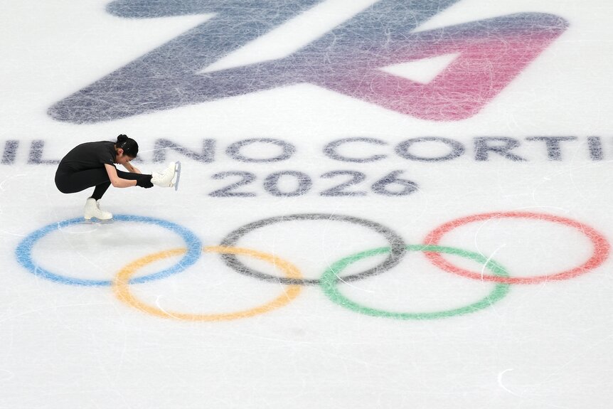 Ruiyang Zhang of Team People's Republic of China trains figure skating for the Milano Cortina 2026 Winter Olympics.