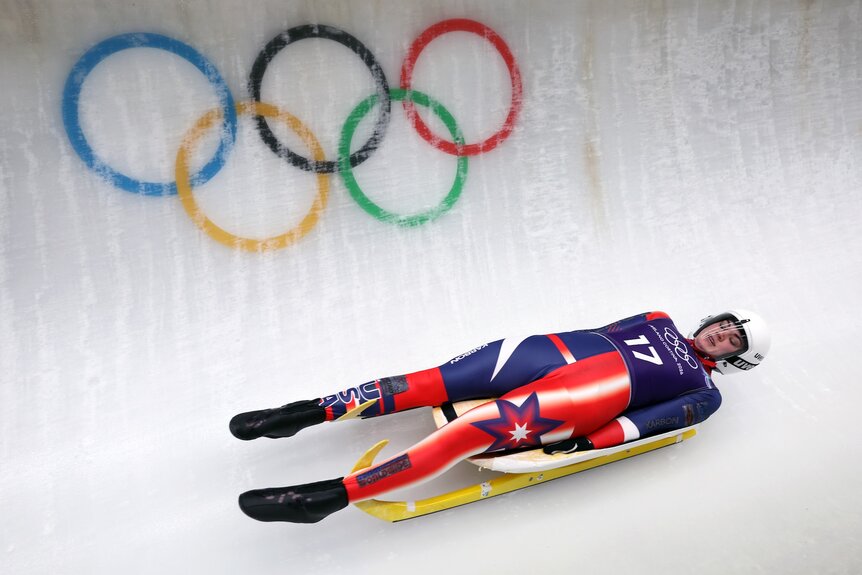 Summer Britcher of Team United State trains luge ahead of the 2026 Milan Cortina Olympics.
