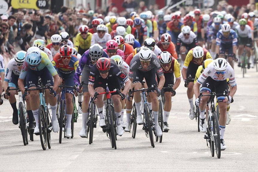 Cyclists compete in the 2025 Paris-Nice cycling race.