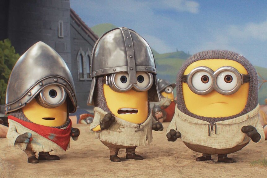 Minions dressed as knights in Minions & Monsters (2026).