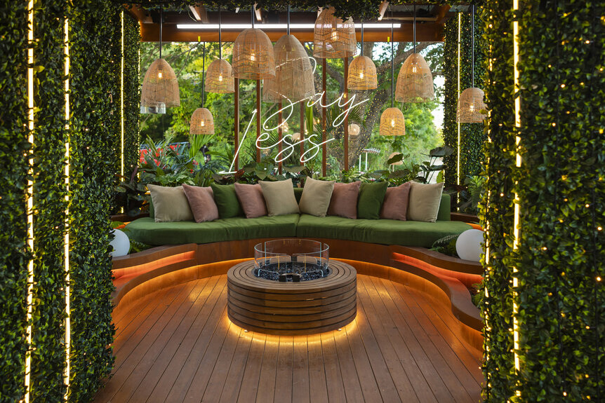 A seating area in Love Island USA Season 8 villa.