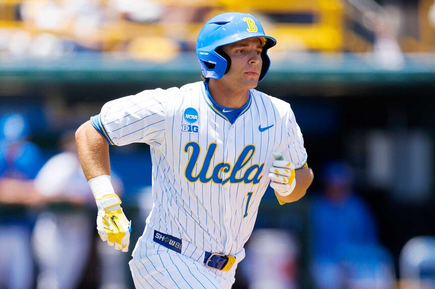 Roch Cholowsky of the UCLA Bruins runs during the game against St. Mary's Gaels.
