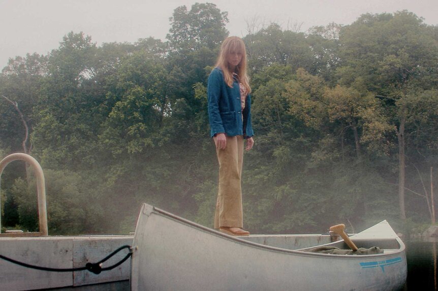 Pamela Voorhees standing on top of a boat in Crystal Lake Season 1.