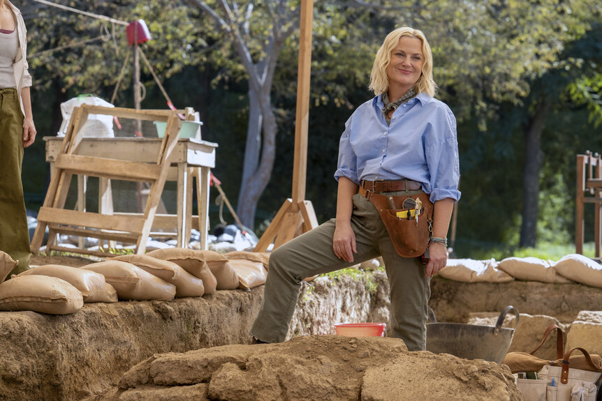 Elise (Amy Poehler) standing in an archeological site in Dig Season 1.