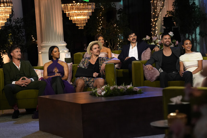The cast sit together in Married at First Sight Season 20 Episode 20.